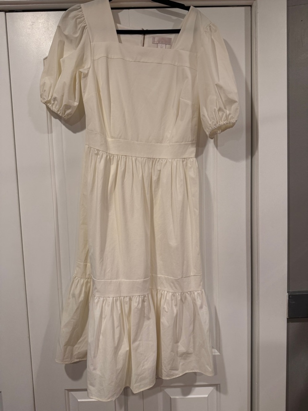 Rachel Parcell Cream Square Neck Puff Sleeve Midi Dress medium - Picture 2 of 8
